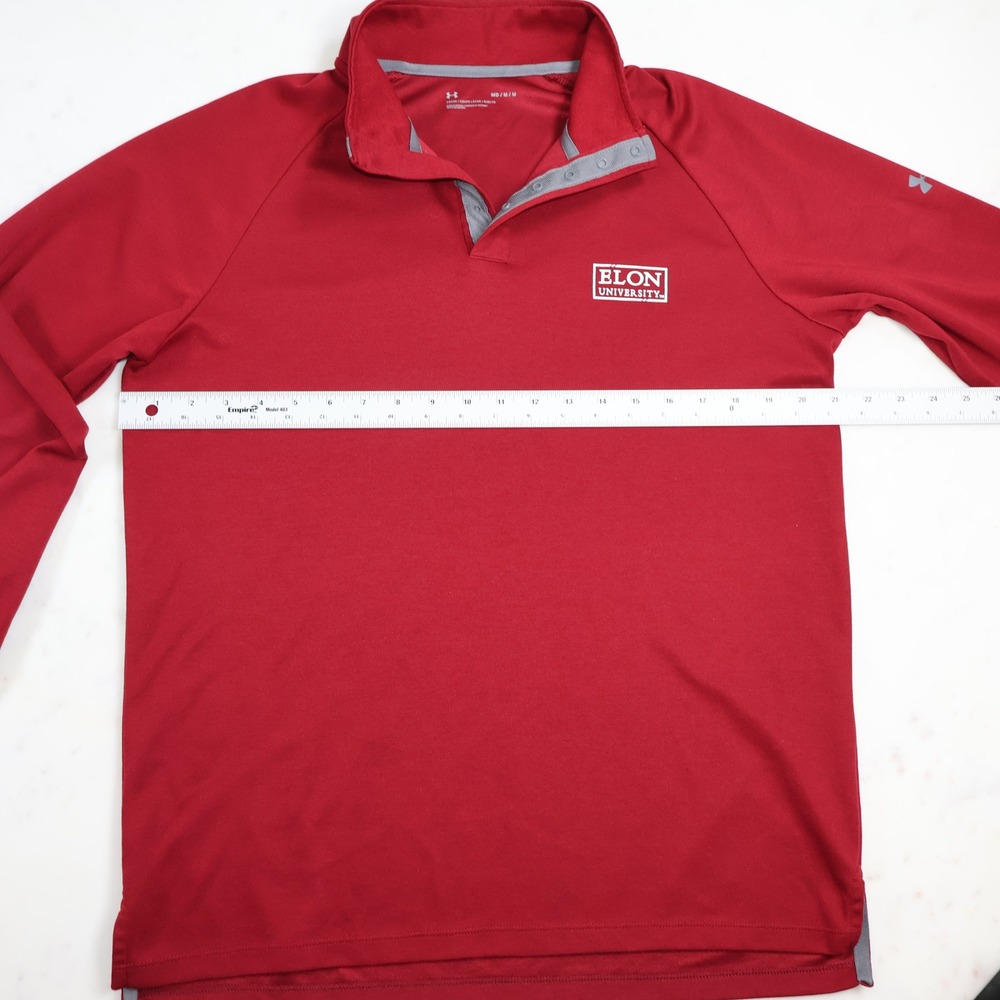Under Armour Elon University Mens Medium Red Snap Button Pullover Long Sleeve - Picture 6 of 9